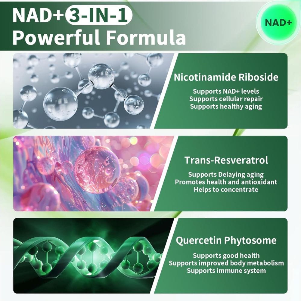 NAD+ Supplement for Skin Aging Support, Energy, and Focus